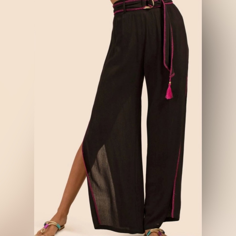 Trina Turk Brittany Side Slit Cover Up BOUTIQUE Pants in Black